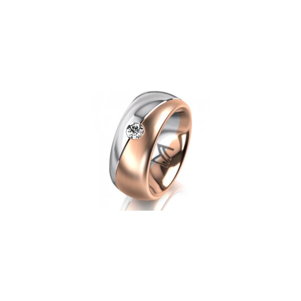 Ring 18 Karat Rotgold/950 Platin 8.0 mm längsmatt 1 Brillant G vs 0,110ct