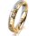 Ring 18 Karat Gelbgold/950 Platin 4.0 mm diamantmatt 5 Brillanten G vs Gesamt 0,035ct