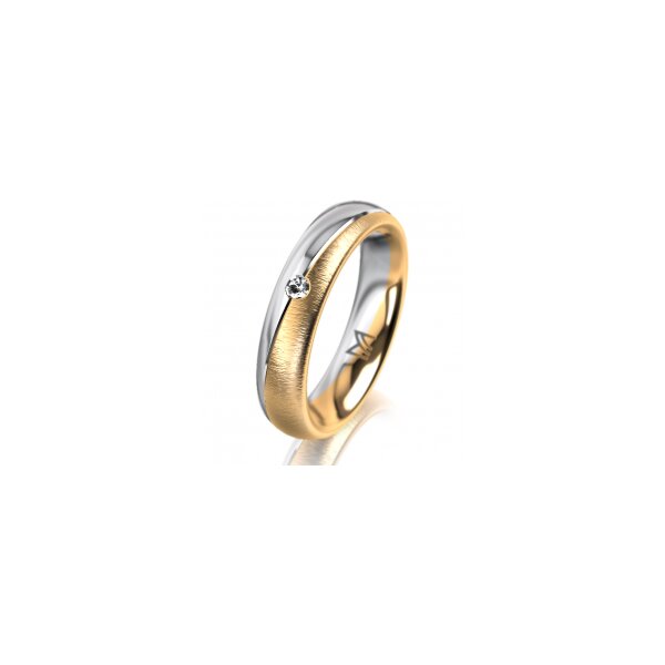 Ring 18 Karat Gelbgold/950 Platin 4.5 mm sandmatt 1 Brillant G vs 0,025ct
