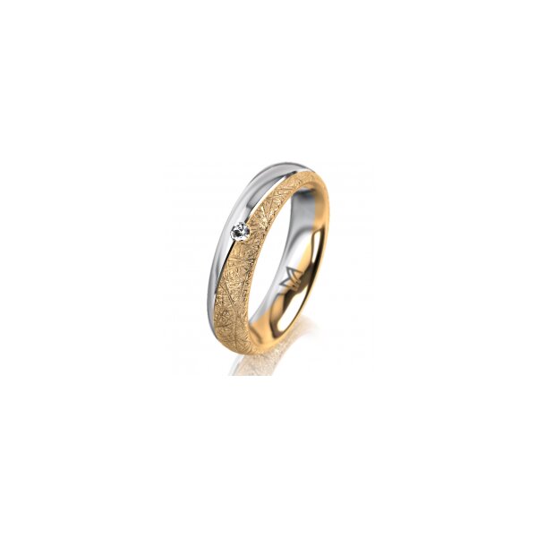 Ring 18 Karat Gelbgold/950 Platin 4.5 mm kristallmatt 1 Brillant G vs 0,025ct