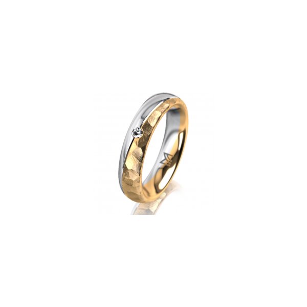 Ring 18 Karat Gelbgold/950 Platin 4.5 mm diamantmatt 1 Brillant G vs 0,025ct