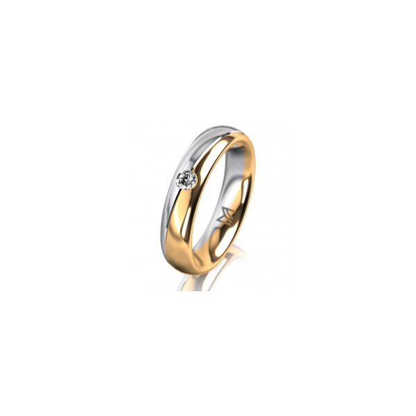 Ring 18 Karat Gelbgold/950 Platin 4.5 mm poliert 1 Brillant G vs 0,065ct