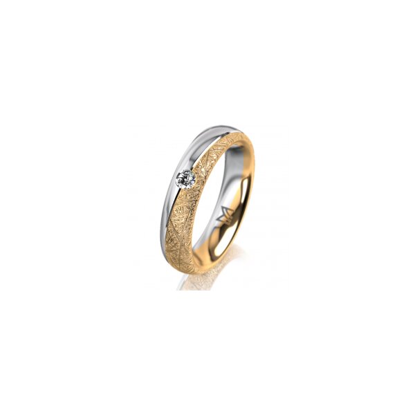 Ring 18 Karat Gelbgold/950 Platin 4.5 mm kristallmatt 1 Brillant G vs 0,065ct