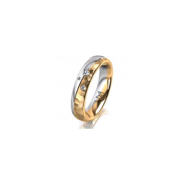 Ring 18 Karat Gelbgold/950 Platin 4.5 mm diamantmatt 3 Brillanten G vs Gesamt 0,035ct