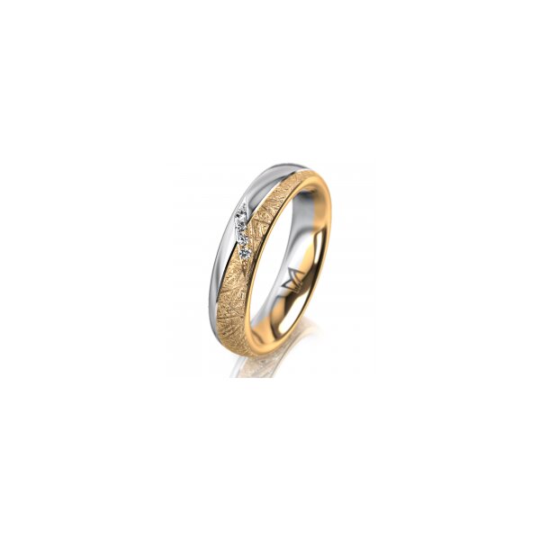 Ring 18 Karat Gelbgold/950 Platin 4.5 mm kristallmatt 4 Brillanten G vs Gesamt 0,025ct