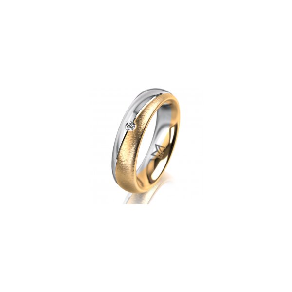 Ring 18 Karat Gelbgold/950 Platin 5.0 mm sandmatt 1 Brillant G vs 0,025ct