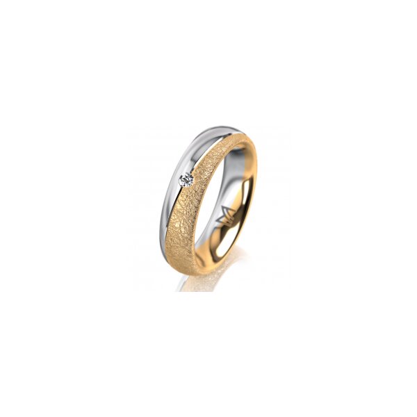 Ring 18 Karat Gelbgold/950 Platin 5.0 mm kreismatt 1 Brillant G vs 0,025ct