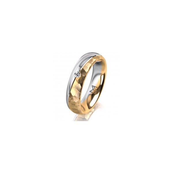 Ring 18 Karat Gelbgold/950 Platin 5.0 mm diamantmatt 1 Brillant G vs 0,025ct