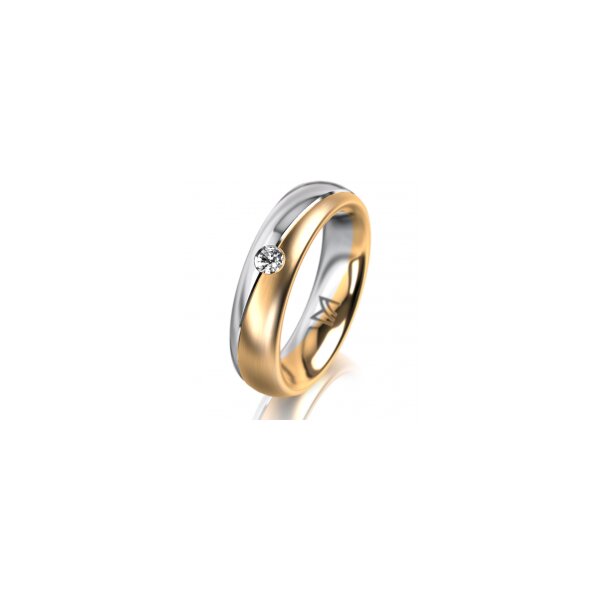 Ring 18 Karat Gelbgold/950 Platin 5.0 mm längsmatt 1 Brillant G vs 0,065ct