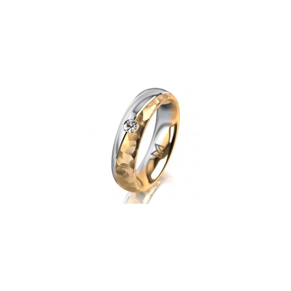 Ring 18 Karat Gelbgold/950 Platin 5.0 mm diamantmatt 1 Brillant G vs 0,065ct