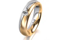 Ring 18 Karat Gelbgold/950 Platin 5.0 mm l&auml;ngsmatt 1...