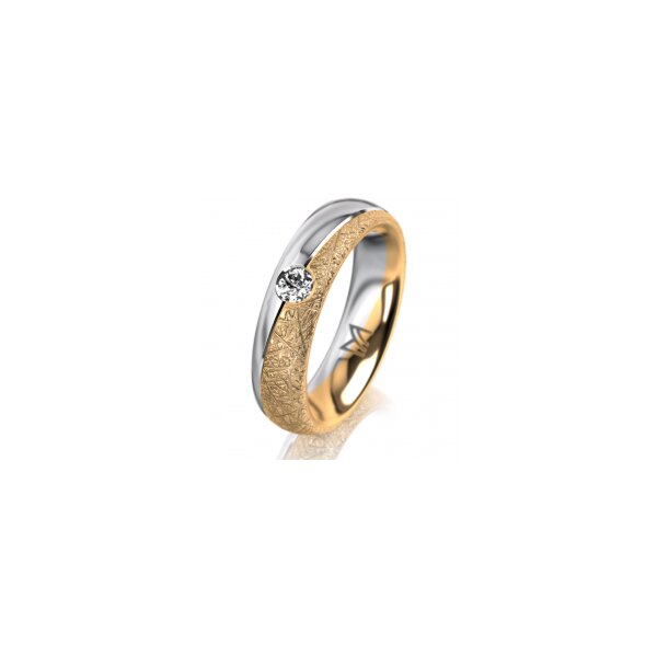 Ring 18 Karat Gelbgold/950 Platin 5.0 mm kristallmatt 1 Brillant G vs 0,110ct
