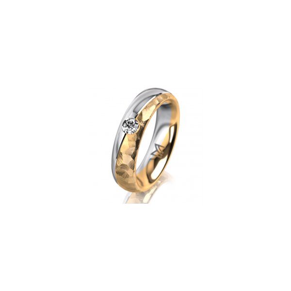 Ring 18 Karat Gelbgold/950 Platin 5.0 mm diamantmatt 1 Brillant G vs 0,110ct
