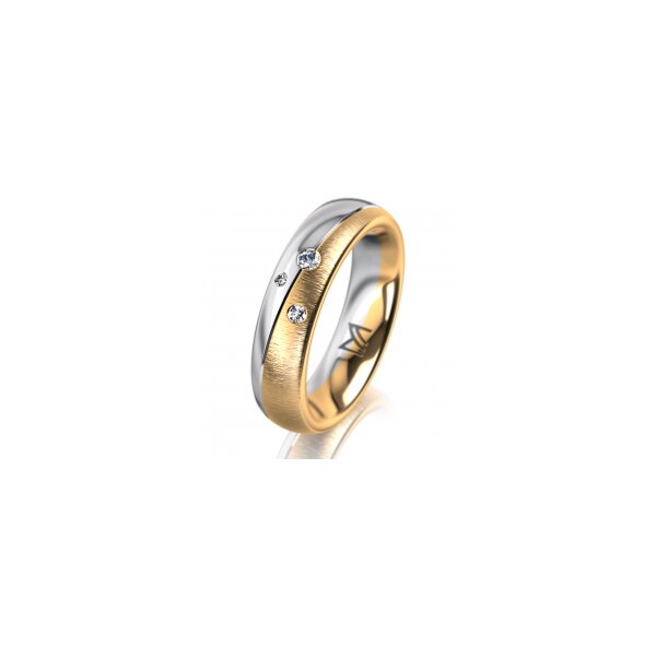 Ring 18 Karat Gelbgold/950 Platin 5.0 mm sandmatt 3 Brillanten G vs Gesamt 0,040ct