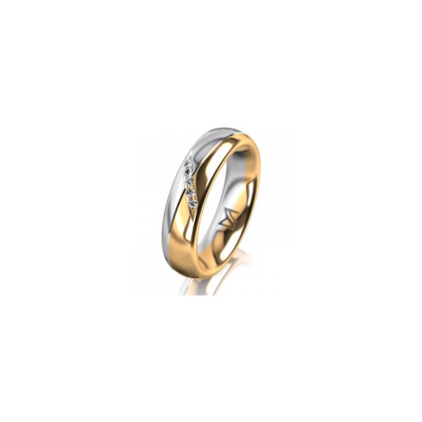 Ring 18 Karat Gelbgold/950 Platin 5.0 mm poliert 5 Brillanten G vs Gesamt 0,035ct