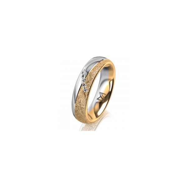 Ring 18 Karat Gelbgold/950 Platin 5.0 mm kristallmatt 5 Brillanten G vs Gesamt 0,035ct