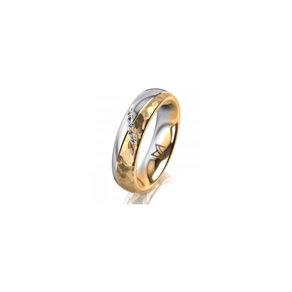 Ring 18 Karat Gelbgold/950 Platin 5.0 mm diamantmatt 5 Brillanten G vs Gesamt 0,035ct
