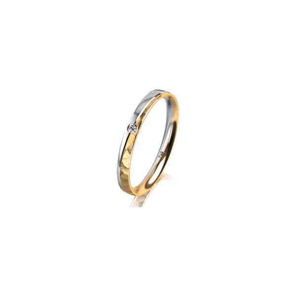 Ring 18 Karat Gelbgold/950 Platin 2.5 mm diamantmatt 1 Brillant G vs 0,025ct