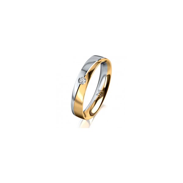 Ring 18 Karat Gelbgold/950 Platin 4.0 mm poliert 1 Brillant G vs 0,050ct
