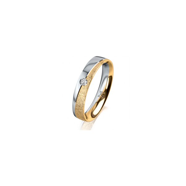 Ring 18 Karat Gelbgold/950 Platin 4.0 mm kreismatt 1 Brillant G vs 0,050ct