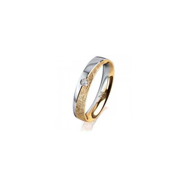Ring 18 Karat Gelbgold/950 Platin 4.0 mm kristallmatt 1 Brillant G vs 0,050ct