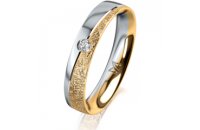 Ring 18 Karat Gelbgold/950 Platin 4.0 mm kristallmatt 1...