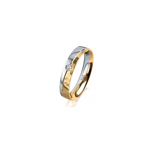 Ring 18 Karat Gelbgold/950 Platin 4.0 mm diamantmatt 1 Brillant G vs 0,050ct