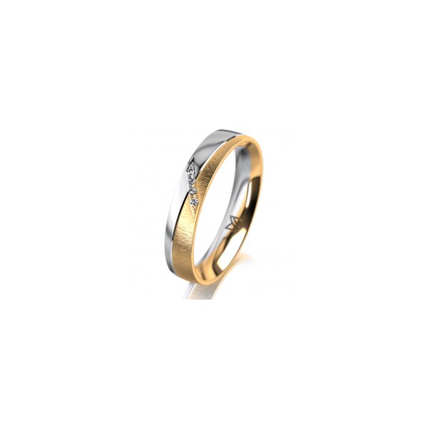 Ring 18 Karat Gelbgold/950 Platin 4.0 mm sandmatt 4 Brillanten G vs Gesamt 0,020ct