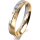 Ring 18 Karat Gelbgold/950 Platin 4.0 mm l&auml;ngsmatt 5 Brillanten G vs Gesamt 0,035ct