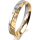 Ring 18 Karat Gelbgold/950 Platin 4.0 mm diamantmatt 5 Brillanten G vs Gesamt 0,035ct