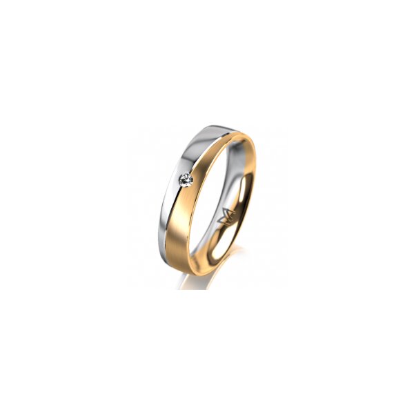 Ring 18 Karat Gelbgold/950 Platin 4.5 mm längsmatt 1 Brillant G vs 0,025ct