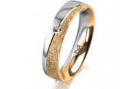 Ring 18 Karat Gelbgold/950 Platin 4.5 mm kristallmatt 1...