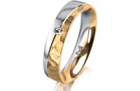 Ring 18 Karat Gelbgold/950 Platin 4.5 mm diamantmatt 1...