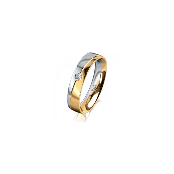 Ring 18 Karat Gelbgold/950 Platin 4.5 mm poliert 1 Brillant G vs 0,050ct