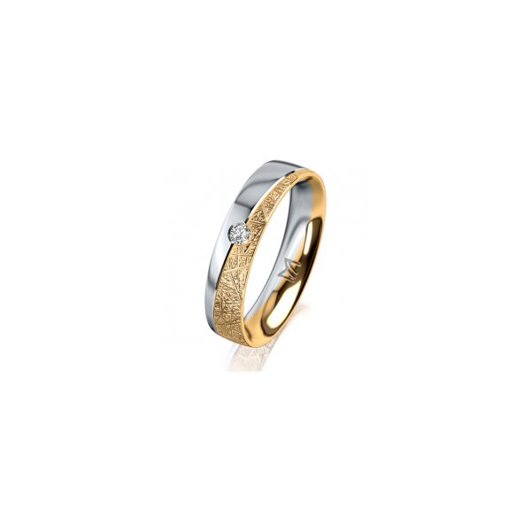 Ring 18 Karat Gelbgold/950 Platin 4.5 mm kristallmatt 1 Brillant G vs 0,050ct