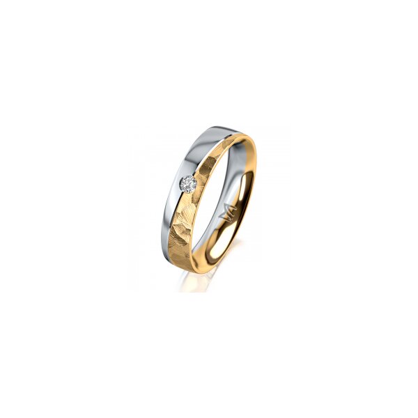 Ring 18 Karat Gelbgold/950 Platin 4.5 mm diamantmatt 1 Brillant G vs 0,050ct