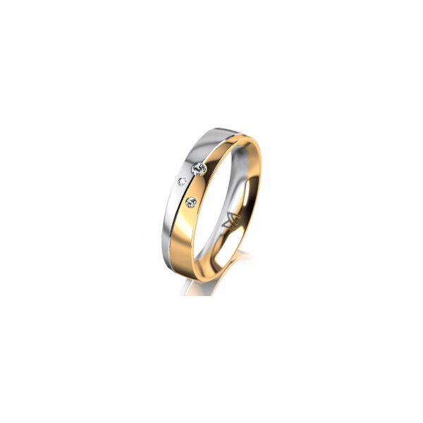 Ring 18 Karat Gelbgold/950 Platin 4.5 mm poliert 3 Brillanten G vs Gesamt 0,035ct