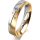 Ring 18 Karat Gelbgold/950 Platin 4.5 mm längsmatt 3 Brillanten G vs Gesamt 0,035ct
