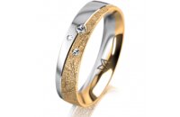 Ring 18 Karat Gelbgold/950 Platin 4.5 mm kristallmatt 3...