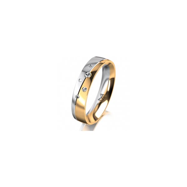 Ring 18 Karat Gelbgold/950 Platin 4.5 mm poliert 5 Brillanten G vs Gesamt 0,045ct