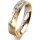 Ring 18 Karat Gelbgold/950 Platin 4.5 mm längsmatt 5 Brillanten G vs Gesamt 0,045ct