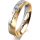 Ring 18 Karat Gelbgold/950 Platin 4.5 mm l&auml;ngsmatt 5 Brillanten G vs Gesamt 0,045ct