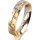 Ring 18 Karat Gelbgold/950 Platin 4.5 mm diamantmatt 5 Brillanten G vs Gesamt 0,045ct