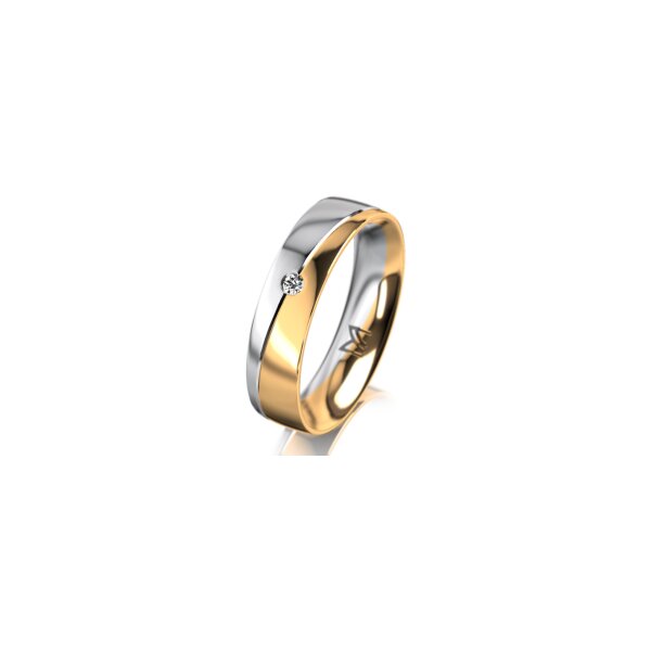 Ring 18 Karat Gelbgold/950 Platin 5.0 mm poliert 1 Brillant G vs 0,025ct