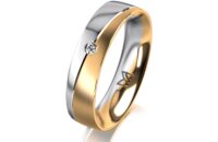 Ring 18 Karat Gelbgold/950 Platin 5.0 mm l&auml;ngsmatt 1...