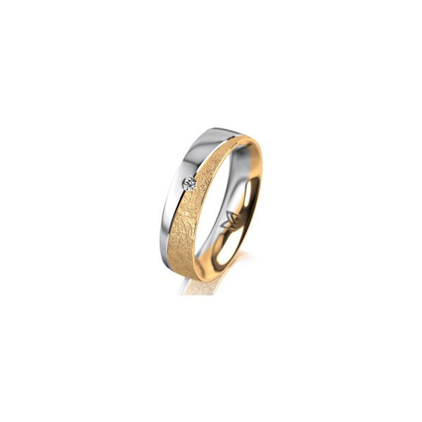 Ring 18 Karat Gelbgold/950 Platin 5.0 mm kreismatt 1 Brillant G vs 0,025ct