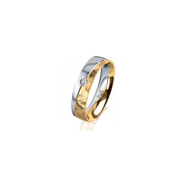 Ring 18 Karat Gelbgold/950 Platin 5.0 mm diamantmatt 1 Brillant G vs 0,050ct
