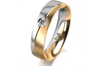 Ring 18 Karat Gelbgold/950 Platin 5.0 mm l&auml;ngsmatt 1...