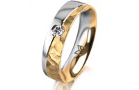 Ring 18 Karat Gelbgold/950 Platin 5.0 mm diamantmatt 1...