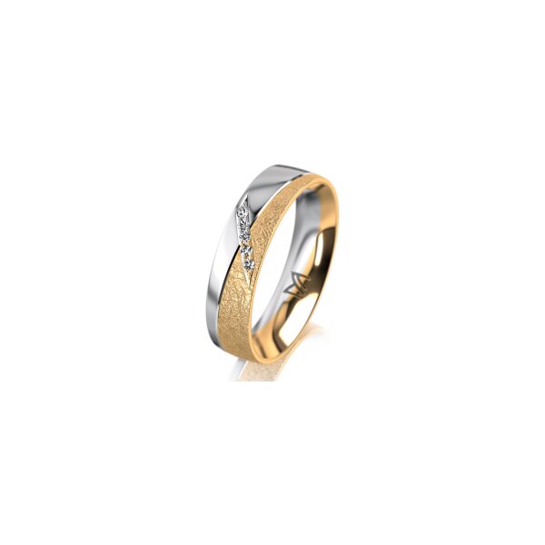 Ring 18 Karat Gelbgold/950 Platin 5.0 mm kreismatt 5 Brillanten G vs Gesamt 0,035ct
